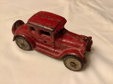 Vintage Cast Iron Ford Coupe AC Williams, late 1920's-1930's red spare tire