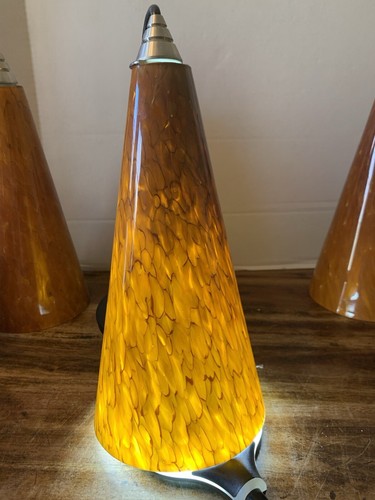 Vintage Hand Made Modern Tech Lighting Amber Glass Pendant 13" x 5 3/4" Encompas - Picture 2 of 8