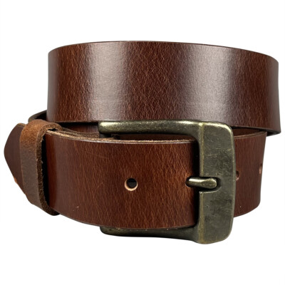 1.5''(38mm) Cognac Full Grain Leather Belt Handmade in Canada by Zelikovitz