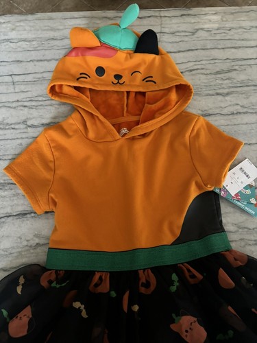NWT - Girls' Squishmallows Halloween Short Sleeve Dress -Black/Orange Size M 7/8 - Picture 2 of 11