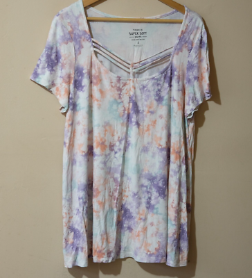 Blouse Tunique Femme Studio Y - Manches Courtes, Motif Géométrique Multicolore - Taille M