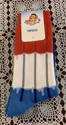 Johns Crazy Crew Socks Patriotic Popsicle Ladies 5 to 9  Brand New America 250