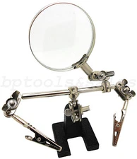 NEW ADJUSTABLE HELPING HAND TOOL HOBBY TOOL w/ MAGNIFYING GLASS JEWELRY REPAIR