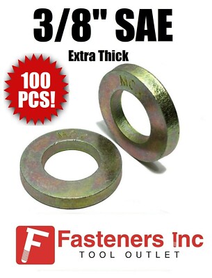 (Qty 100) 3/8'' Extra Thick Flat Washers SAE Grade 8 Hardened Washer MCX Mil-Carb