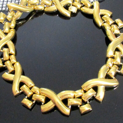 VTG Runway GP MONET X-Link CHAIN 18'' NECKLACE MODERNIST 80s Wide Weighty EXC