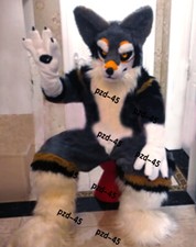 Long Fur Husky Dog Fox Mascot Costume Fursuit Halloween Suit Cosplay 077