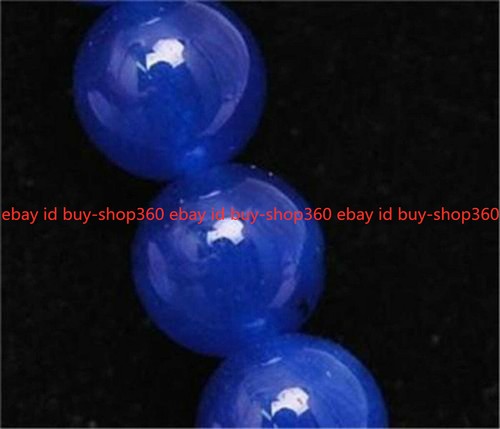 Cuentas sueltas redondas de piedras preciosas de jade azul natural de 8 mm de 15" - Imagen 6 de 12