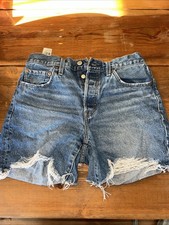 Levi's 501 Womens Size 28 Denim Shorts,high-rise,Button Fly,Raw Hem,distressed