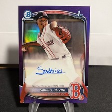 2025 Bowman Chrome Sadbiel Delzine 1st Purple Refractor Auto /250 Red Sox