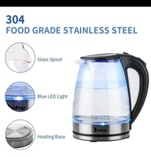Electric Water Kettle BPA-Free Glass Tea Kettle with LED Fast Boiling 1.8L 1500W
