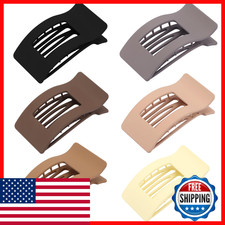 6-Pack Matte Brown Flat Hair Claw Clips for Women, Strong Large for Thick Hair