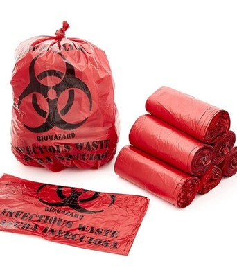 NEW! Bio Hazard Bags. Infectious Waste, Can Liners, Red 24''x32''  10-16 gal