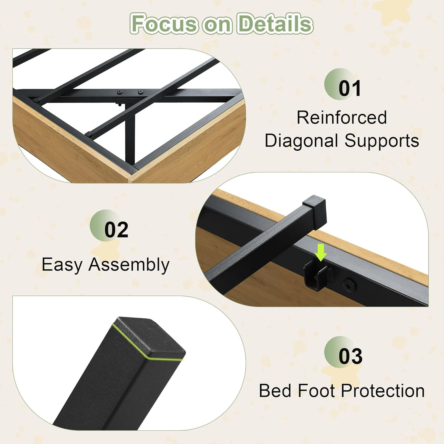 Floating Bed Frame Twin with Led Lights and Charging Station, Wood Full Size Bed