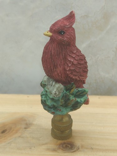 Cardinal Bird Lamp Topper Finial 3" Decorative