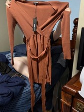 Fashion Nova Pratt Sweater Mini Dress (Large) Mocha