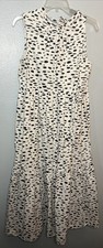 Asos Womens White Splodge Print Tiered Sleeveless Midi Dress Tie Back Size 6
