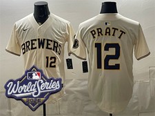 Cooper Pratt 2026 World Series Cool Base Jersey Stitched Cream Men/ Women Size