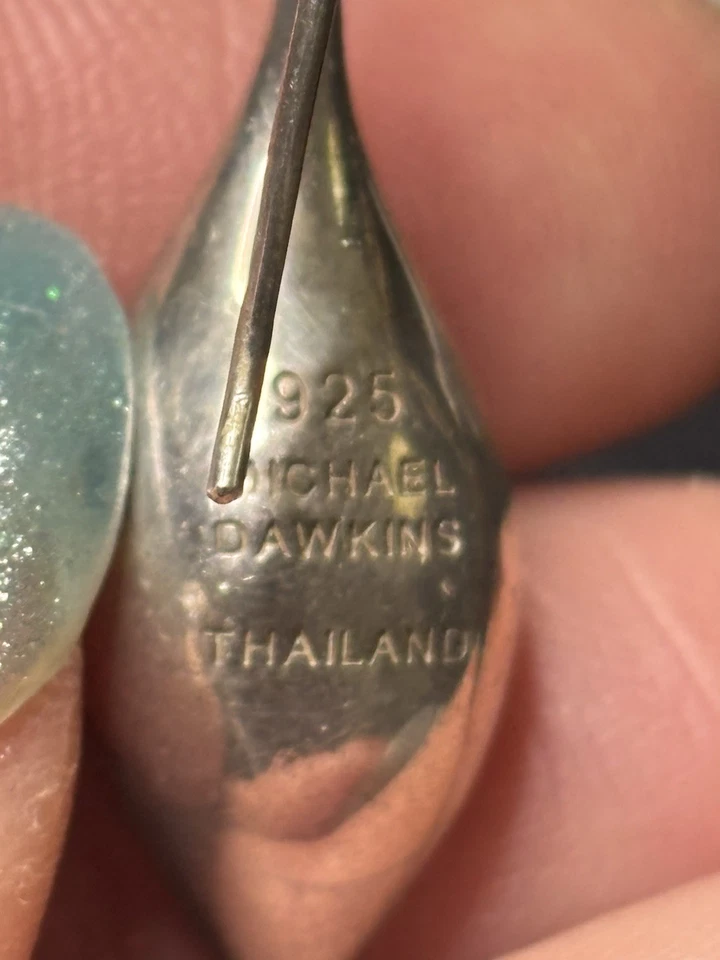 Серьги-капли из чистого серебра с пирсингом Michael Dawkins - ретро классические - Изображение 2 из 2