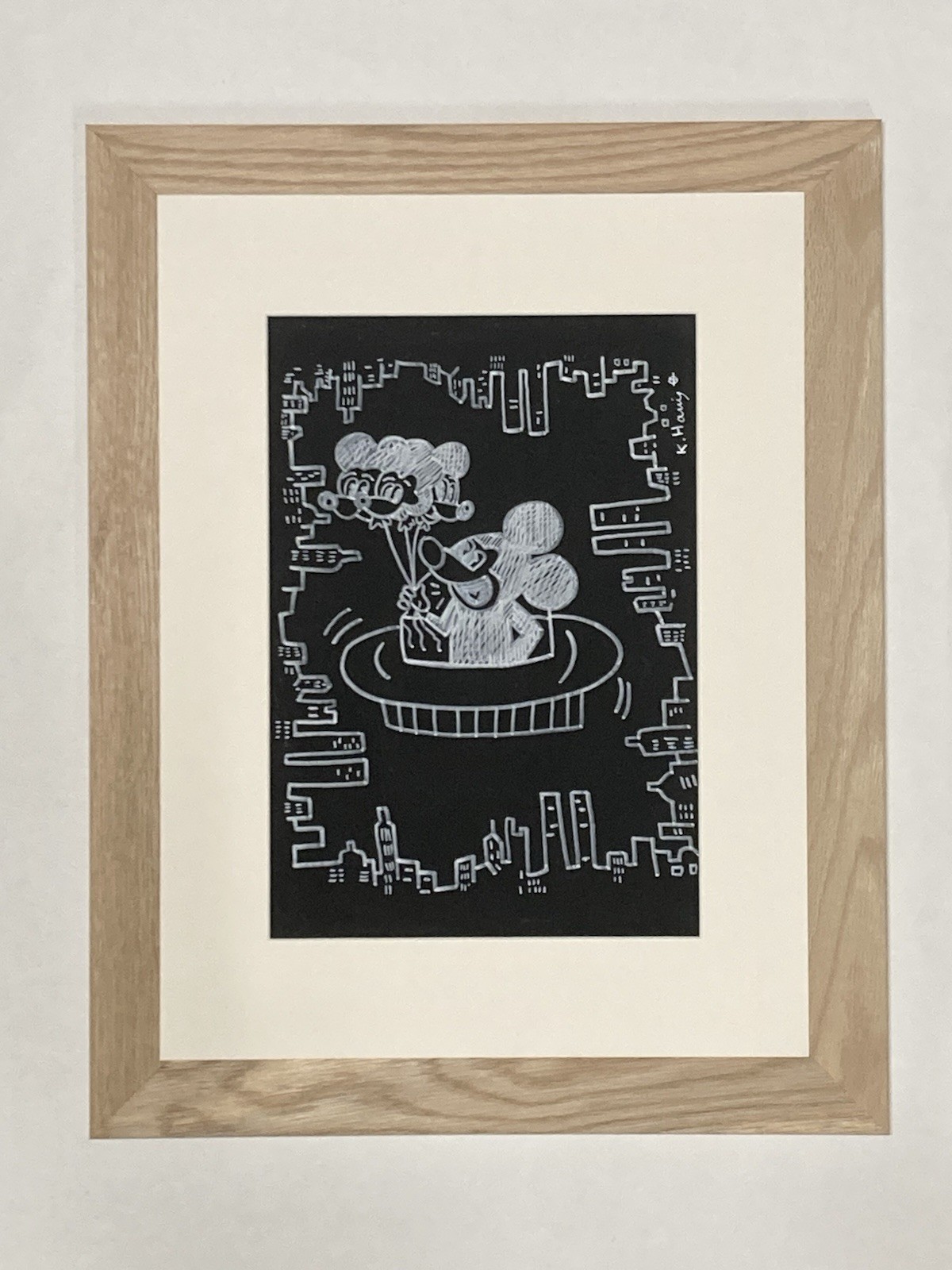 Dibujo raro de Keith Haring. Marco premium