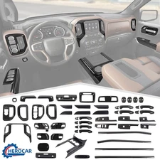 ⭕Carbon Fiber Dash Decor Cover Trim Full Kit For Chevy Silverado /GMC SIERRA 19+