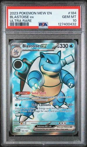 2023 POKEMON MEW EN-151 ULTRA RARE #184 BLASTOISE EX PSA 10
