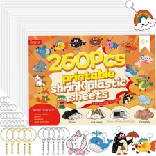 Zaycca 260 Shrink Paper Keychain Kit – 20 260pcs, Transparent white 