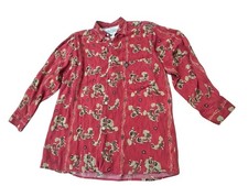 Vintage 90s Red Dragon Novelty Print Button Up Blouse France Medium