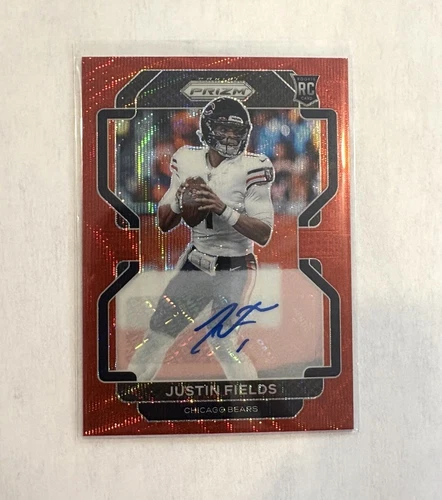 2021 PANINI PRIZM JUSTIN FIELDS RED WAVE ROOKIE AUTO /149 CHICAGO BEARS RC JETS