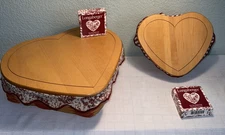 Longaberger LOVE LETTERS Basket Set VTG 1999 Heart Shape with Lids Liner Tie Ons