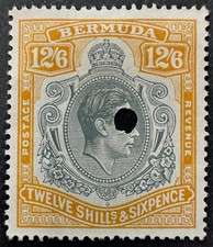 BERMUDES 97 belle comme neuve sans problème de gomme trou perforé GEORGE VI