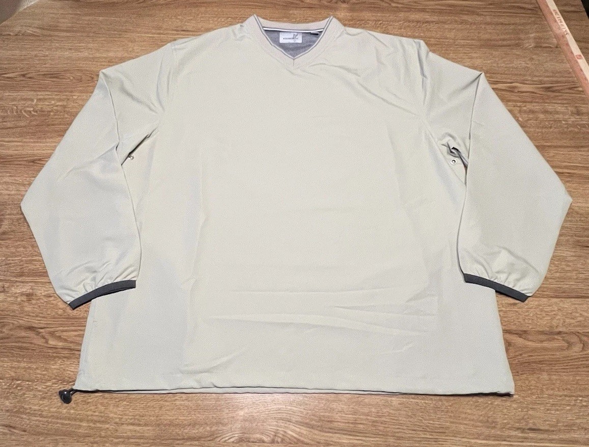 Men&rsquo;s Xl Beige Khaki Pullover Windbreaker Cinch Waste Long