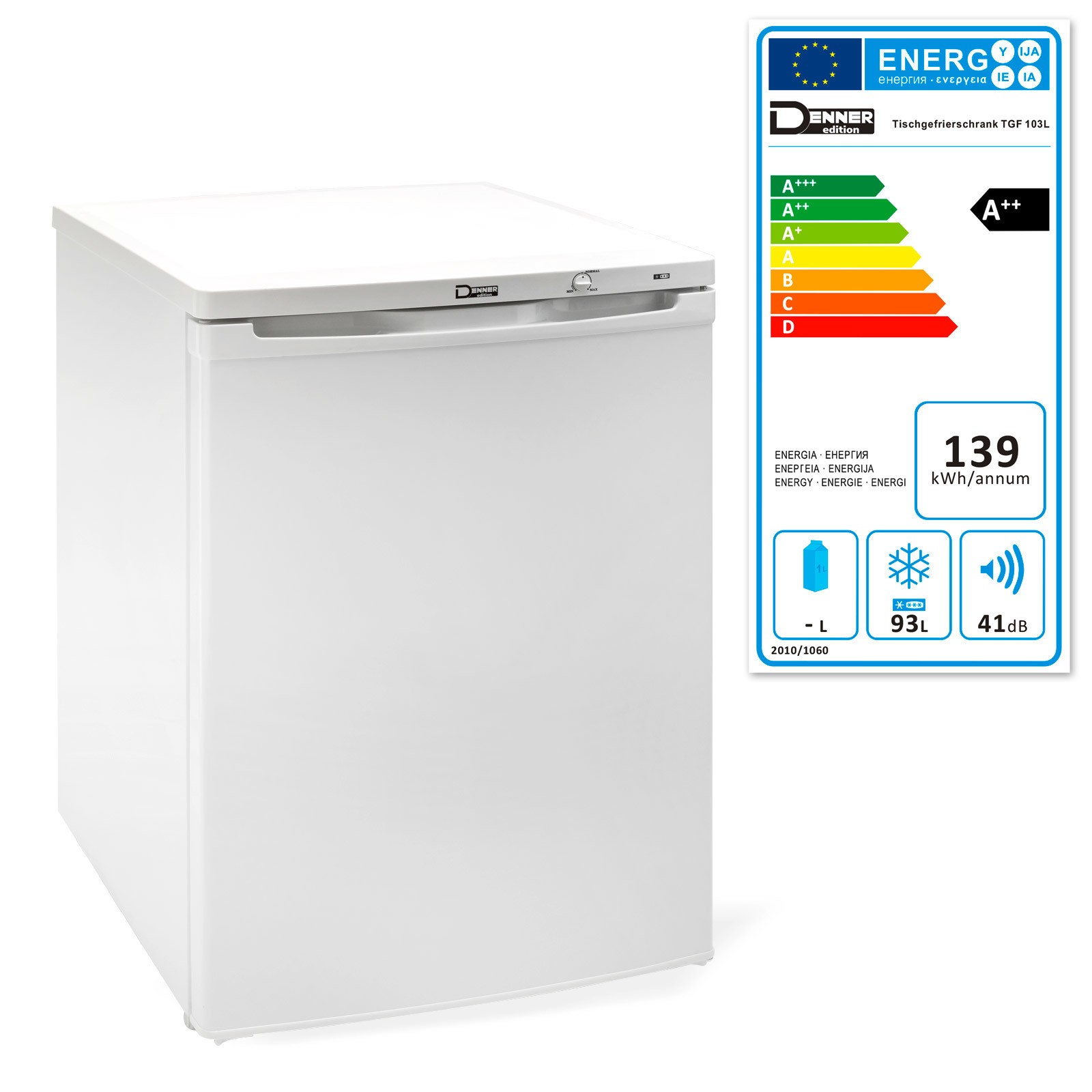 Tischgefrierschrank Gefrierschrank Tiefkühlschrank 3 Schubladen weiß 103 l A++