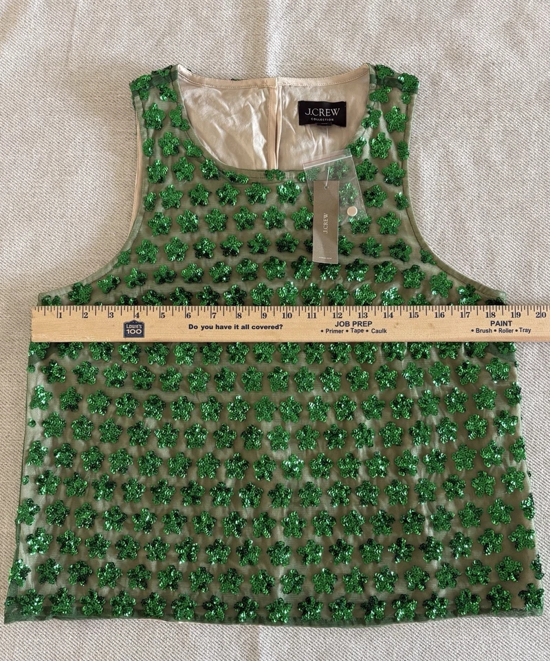 Nuevo con etiquetas Colección JCrew Adornado Lentejuelas Shell Top Esmeralda, Mediano BR341 Foto 4 de 4