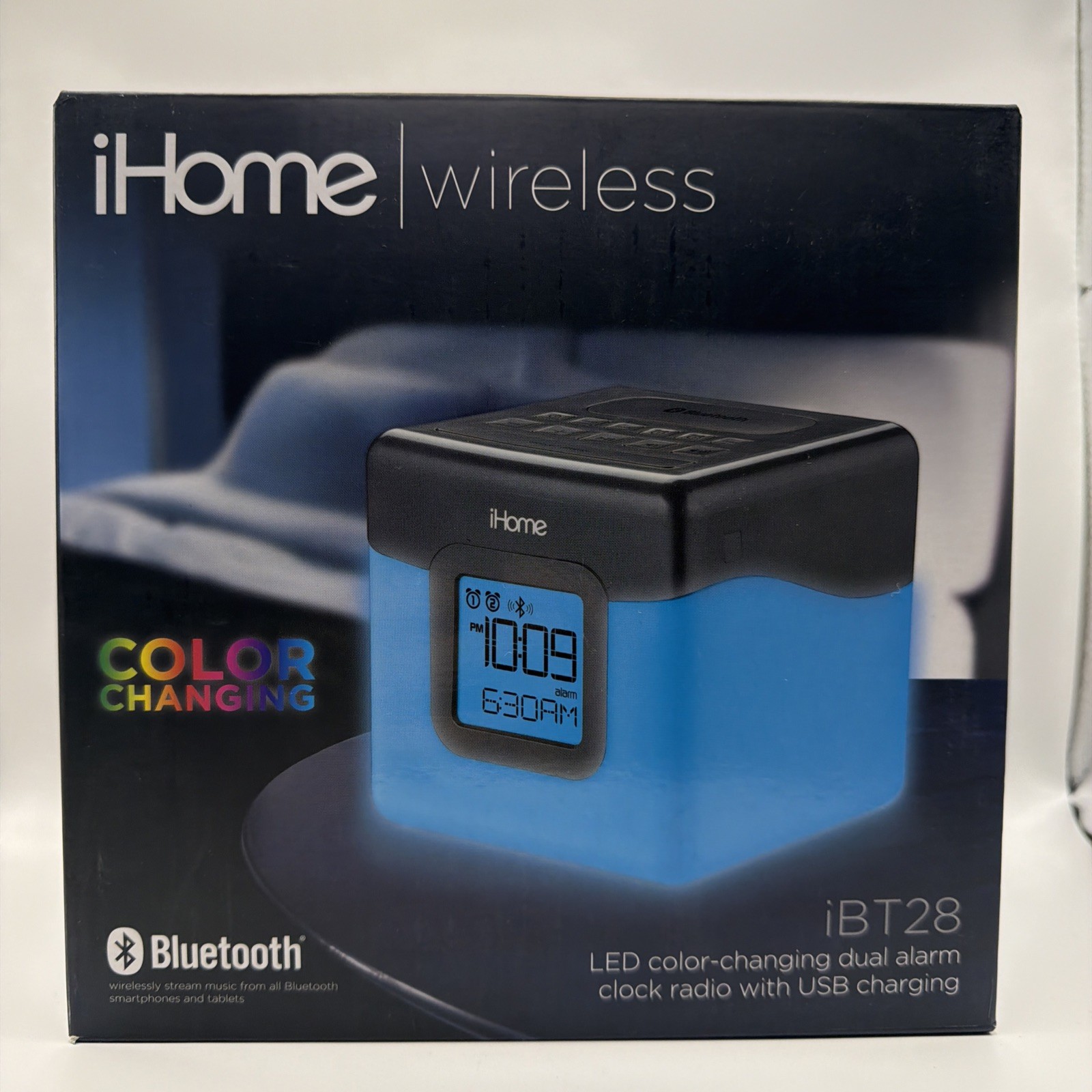 iHome Wireless iBT28 LED Color Changing Alarm Clock Radio, Bluetooth BRAND NEW