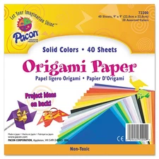 Pacon 72200 30 lb Bond Weight 9" x 9" Origami Paper - Assorted (40/PK) New