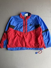 Vintage Nike 90s Color Block Red blue Windbreaker Hoodie Pull Over Jacket M