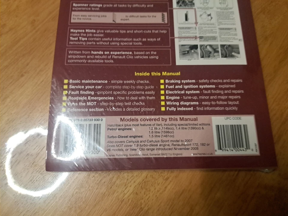 RENAULT CLIO 2001-2005 HAYNES WORKSHOP MANUAL 4168 BRAND NEW & SEALED & FREE P&P - Image 3 of 4
