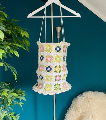 Handgehäkelter Lampenschirm   Neu   100 % Baumwolle   Granny Square