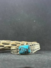 Native Navajo king man Turquoise Sterling Silver cuff Bracelet stamped sterling