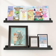 Picture Ledge Shelf With Lip Black Floating Shelves Set Of 2 24 Inch Wall Decor