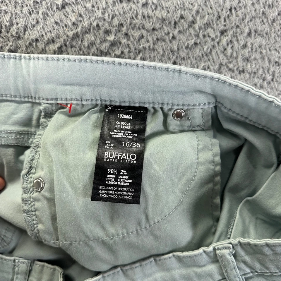 Pantalones chinos Buffalo David Bitton para mujer 16/36 verde azulado elásticos ajustados al tobillo grazer Foto 4 de 4