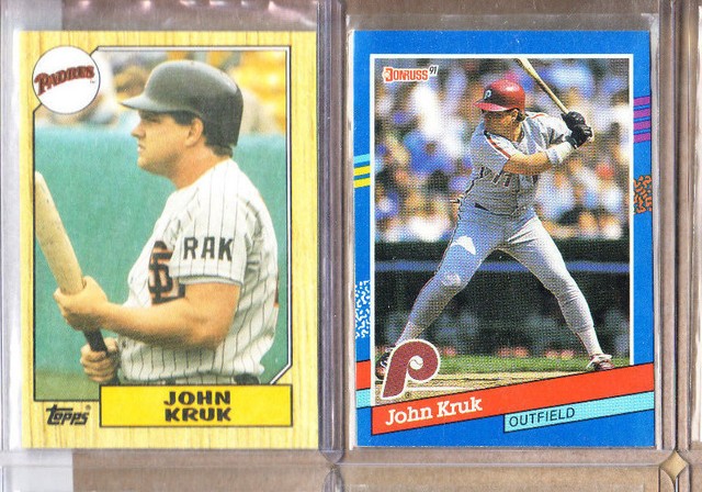 John Kruk 2 Card Lot 1 1991 Donruss 1 1987 Topps Rookie Padres Phillies 