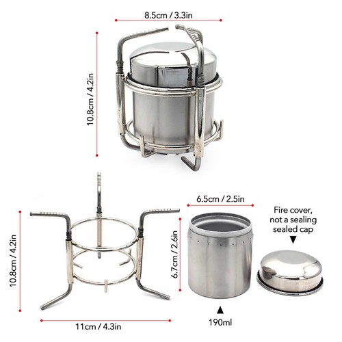 Mini Outdoor Camping Hiking Picnic BBQ Liquid Alcohol Stainless Steel Stove - Picture 2 of 14