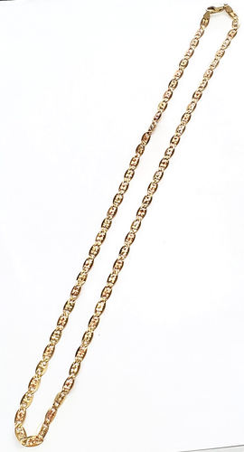10K Tri-Color Gold 4.8mm 22" Mariner/Anchor Chain +Lobster-Claw Clasp 11.4 grams - Picture 5 of 6