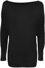 Womens Off Shoulder Batwing Top Ladies Jersey Long Sleeve Baggy Top UK 8-26