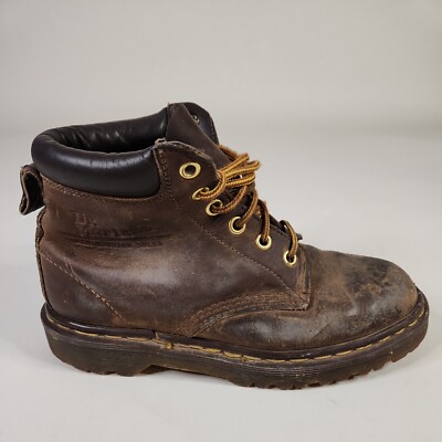 Dr Martens Leather Ankle Boots Size US W8 M6 Brown Made in England Eye 