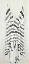 New Womens Oversize Ruffle Boho Dress White Black Flowy One Size Large Hi lo