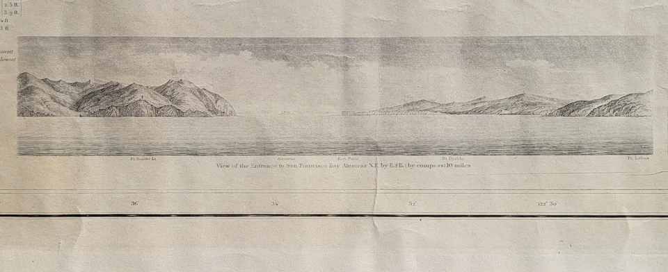 RARE Antique Chart/Map Entrance To SAN FRANCISCO BAY California 1859 A.D. BACHE - Image 4 of 4