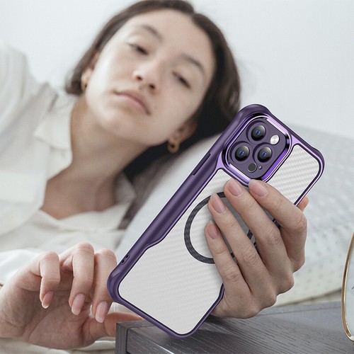 For iPhone 16 Pro Max 15 14 13 Carbon Fiber Pattern Shockproof Rugged Back Case - Afbeelding 6 van 31