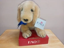 2012 FAO Schwarz Toys R Us Golden Retriever Puppy Dog Plush Blue Ribbon NWT